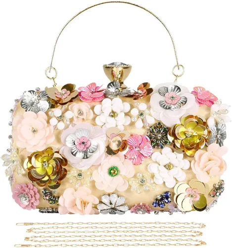 Selighting Bolsas de noche coloridas florales para mujer con cuentas formales para novia boda graduación cóctel fiesta bolsas