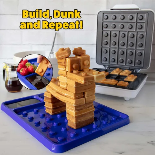 Miniatura 5 de CucinaPro Placa de comedor de construcción de ladrillo (paquete de 2) – Apila y construye tus gofres en forma de ladrillo en un divertido plato