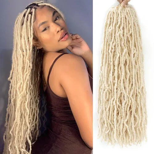 Miniatura 10 de Extensiones de cabello de ganchillo suaves de 22 pulgadas, 7 paquetes de rastas sintéticas preenlazadas para mujeres negras, extensiones de cabello