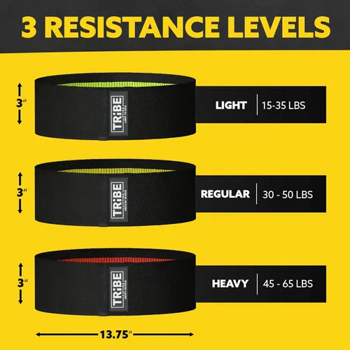 Miniatura 2 de Tribe Lifting Bandas de resistencia para entrenar – Paquete de 3 bandas de entrenamiento de tela para mujeres y hombres – Bandas de glúteos