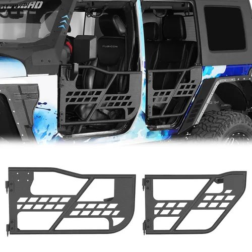Hooke Road para Jeep Wrangler JK - Puertas tubulares de medio camino para todo terreno, compatibles con Jeep Wrangler JK Unlimited de 4 puertas