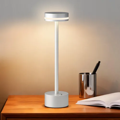 Miniatura 9 de Lámpara de mesa inalámbrica recargable dorada moderna, lámpara táctil de aluminio y batería operada de 4000mAh, lámparas de mesa LED de 3000K