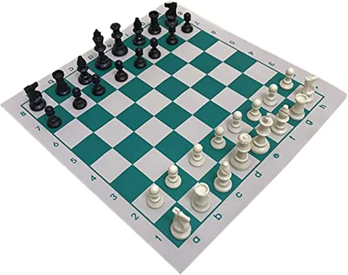 Miniatura 4 de KASCLINO Tapete de ajedrez para torneo, tablero de ajedrez enrollable de piel sintética, ligero y antideslizante, para niños y adultos