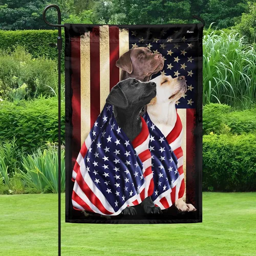 Miniatura 40 de FLAGWIX Banderas de perro patriota americano, bandera de perro labrador retriever de doble cara, decoración para el hogar, exterior, bandera