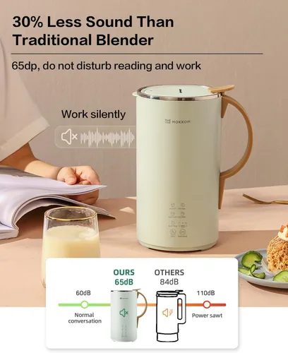 Miniatura 5 de Máquina automática de leche de nueces, máquina de leche de soja de 20 onzas, almendras caseras, avena, coco, soja o leche a base de plantas y Verde