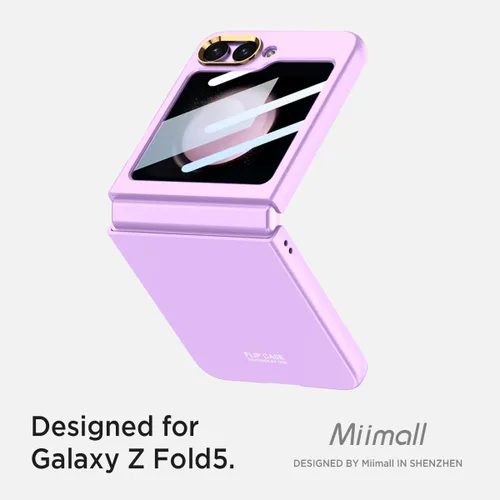 Miniatura 2 de Miimall Funda para Samsung Galaxy Z Flip 5 con protector de pantalla, textura ultra delgada al tacto, protector de pantalla de alta transparencia