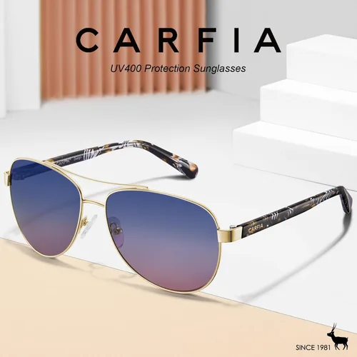 Miniatura 53 de CARFIA Gafas de sol polarizadas para mujer, protección UV, brazos de acetato, marco de metal, sombras para mujer, CA3216