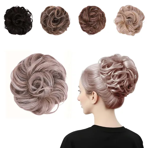 Miniatura 22 de Juvabun Messy Bun 2.0 - Extensión de cabello de moño desordenado de color gris claro, suave y ligero, para mujer, uso diario Gris claro 2.0