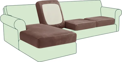 Miniatura 69 de CHUN YI - Funda elástica de cojín para sofá biplaza, funda de asiento de sofá con tela jacquard de elastano (mediana, color marfil blanco)