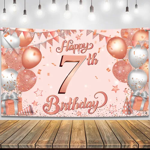 Miniatura 9 de KatchOn, Cartel XtraLarge de feliz cumpleaños 7 – 72 x 44 pulgadas Decoraciones de cumpleaños para niños y niñas Fondo de pancarta Hbd para Azul