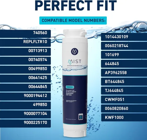 Miniatura 3 de Mist Filtro de agua de repuesto Ultra Clarity para Bosch, filtro de agua para refrigerador compatible con 644845, 9000077104, 9000194412, Haier