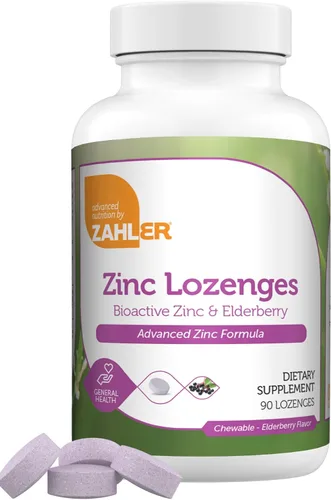 Zahler Pastillas de zinc de saúco para adultos y niños, deliciosas pastillas masticables de zinc y sambucus de saúco para apoyo inmunológico,