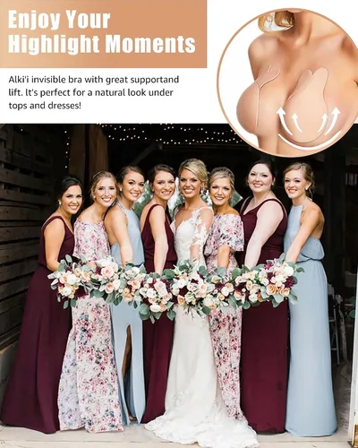 Miniatura 7 de Brasier adhesivo, 2 pares de pechos adhesivos para mujer, sujetadores invisibles de silicona para vestido sin tirantes sin espalda