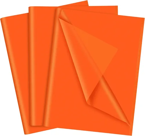NEBURORA Papel de seda naranja para bolsas de regalo, 60 hojas de color naranja brillante, papel de embalaje de 14 x 20 pulgadas para envoltura de