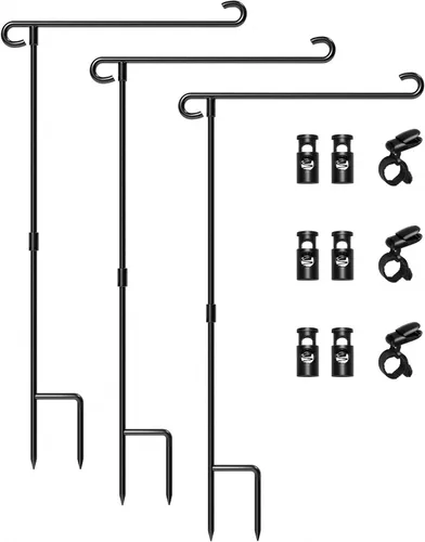 Miniatura 14 de HOOSUN Soporte para Bandera de Jardín, Soporte de Hierro Forjado para Bandera de Patio, Soporte Perfecto para Banderas de Jardín de 12.5x18
