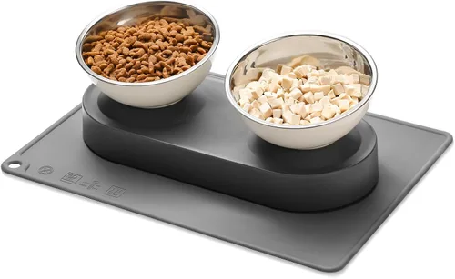 Miniatura 7 de Marchul Cuenco doble elevado para perros y gatos, juego de cuencos de agua y comida para mascotas, platos inclinados elevados en 15° para interiores