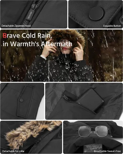 Miniatura 5 de Graphene Heated Jacket for Women with Battery PackDetachable HoodSlim Fit