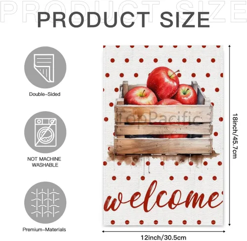 Miniatura 7 de Cesta de 12 x 18 pulgadas, bandera de jardín de manzana, primavera, verano, floral, de doble cara para exteriores, vertical, vacaciones, temporada