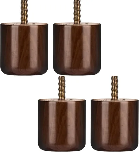 Miniatura 9 de Patas para muebles de madera maciza, 4 patas redondas modernas de moño, patas de sofá con pernos roscados de 5/16 pulgadas, placa de montaje