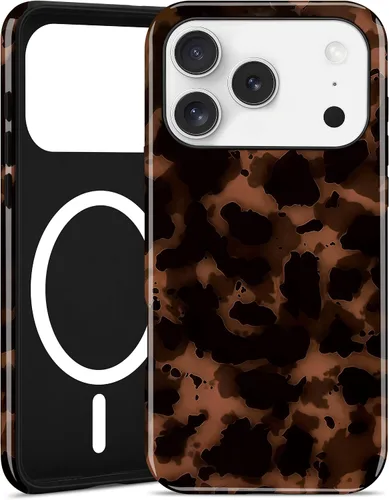 Miniatura 62 de Jusy Compatible con MagSafe Brown Tortoise Shell Print Phone Case para iPhone 7/8/SE, funda protectora magnética de lujo de TPU suave