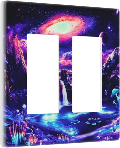 Miniatura 741 de Cubiertas de placa de pared de 3 gang con interruptor de luz de triple palanca, en negro y dorado con esplendor de oro rosa, estampado floral