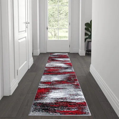 Miniatura 22 de Flash Furniture Rylan Collection - Alfombra contemporánea de olefinas azules, de pelo alto, 2 x 10 pies, respaldo de yute, pasillo, entrada