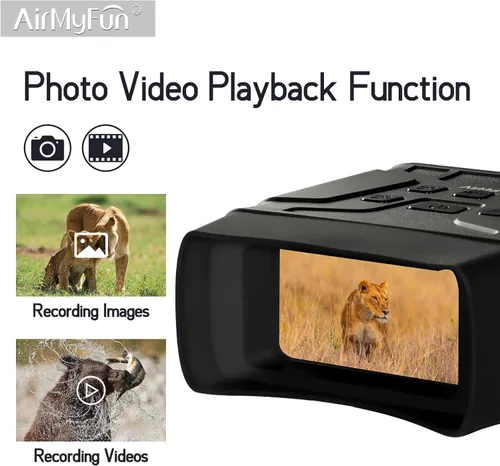 Miniatura 5 de AirMyFun Gafas de visión nocturna para adultos, prismáticos de visión nocturna infrarroja 4K con batería recargable y tarjeta de memoria de 32 GB
