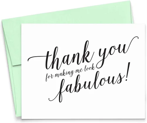 Modern Pink Paper Tarjeta de boda Thank You for Making Me Look Fabulous para tu estilista, peluquero y maquillador, tarjeta de notas para vendedores