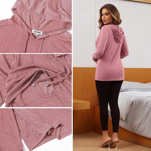 Miniatura 24 de GINKANA Sudadera con capucha para mujer, manga larga, lactancia materna, ropa casual