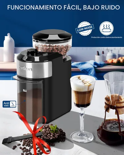 Miniatura 5 de Lonkion Molinillo de café eléctrico de rebabas - Molinillo de rebabas ajustable con 28 ajustes precisos de molienda para 12 tazas - Molinillo