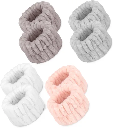 Miniatura 9 de Crosize 8 piezas de bandas de muñeca de microfibra para lavar la cara, pulseras absorbentes para lavar la cara para mujeres, evita que el agua se