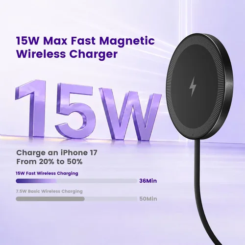 Miniatura 2 de Paquete de 2 cargadores inalámbricos magnéticos de 15 W: almohadilla de carga rápida para iPhone Air 17 16 15 14 13 12 Pro Max, Samsung Galaxy S26