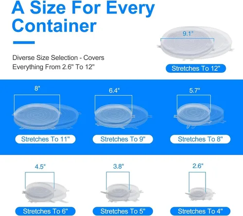 Miniatura 2 de 14 tapas elásticas de silicona reutilizables de alta calidad para almacenamiento de alimentos, fundas elásticas flexibles y resistentes al calor