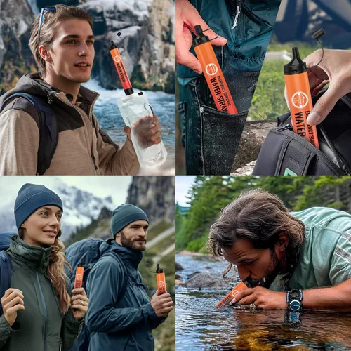 Miniatura 6 de Paquete de 5 filtros de agua con pajilla, kit de equipo de supervivencia para campamento y senderismo al aire libre, para uso familiar, popotes de 5