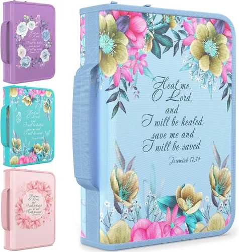 DEHITE Funda para la Biblia para mujer, fundas de tela prémium para la Biblia para niñas, bolsa de transporte para mujer, ranuras para bolígrafos,