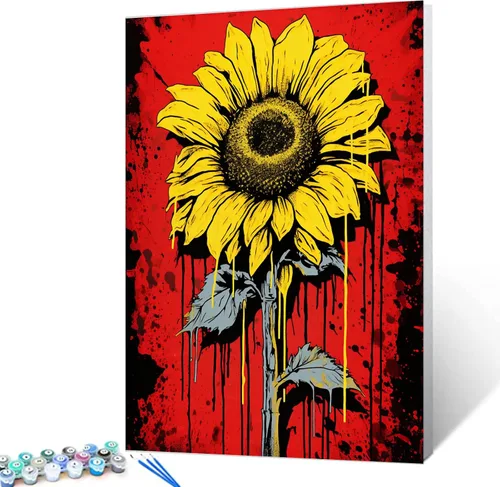 Miniatura 21 de Tucocoo Kits de pintura de globos coloridos por números con pinceles y pigmento acrílico sobre lienzo para adultos, cuadro de calle Banksy Little