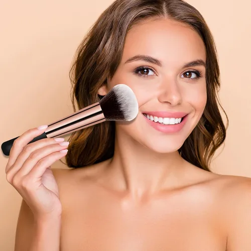 Miniatura 3 de Brochas de maquillaje, pincel grande para polvo y brocha para base, acabado impecable con aerógrafo para resaltador, polvo suelto, rubor, crema