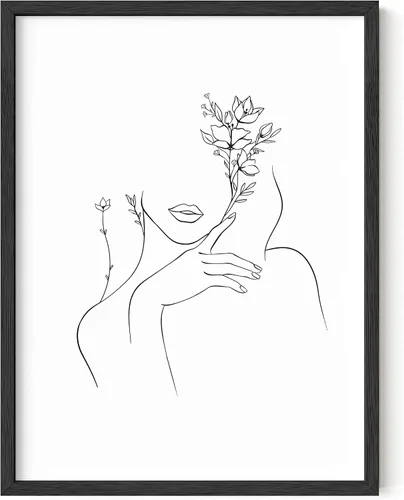 HAUS AND HUES Impresiones en blanco y negro, línea de arte artístico, decoración de pared minimalista para mujeres, dibujos de línea, silueta Mujer