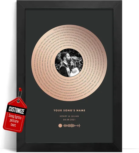 Miniatura 35 de VICILO Póster personalizado con letras de canciones, lienzo para decoración de pared, acordes de canción perfecta, regalo de aniversario de un año