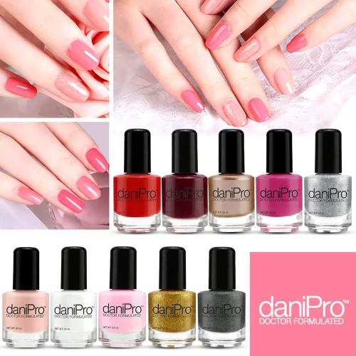 Miniatura 6 de daniPro Esmalte de uñas formulado por médicos, rosa intenso, promueve uñas más saludables y fuertes, biotina y vitaminas A y E, sin toxinas, secado