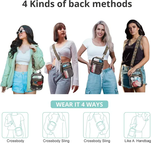 Miniatura 33 de Bolso cruzado aprobado por estadios para mujer, bolsa transparente para estadios para eventos deportivos, conciertos