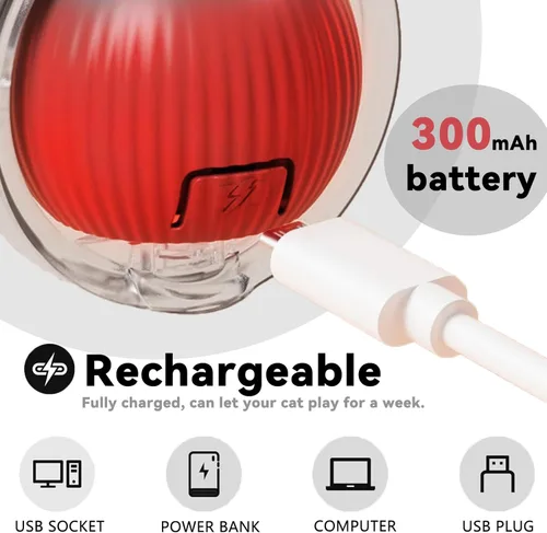 Miniatura 9 de Speedy 2.0 Tail 2 paquetes de juguetes interactivos para gatos de interior, juguete automático para gatos con cola de malla elástica, bola rodante