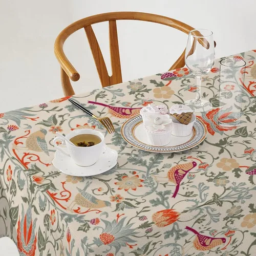 Miniatura 284 de Mantel Floral Retro de Pájaros, Diseño Original Bohemio William Morris Estampado Cubierta de Mesa para Hogar Picnic Fiesta Comedor Cocina William