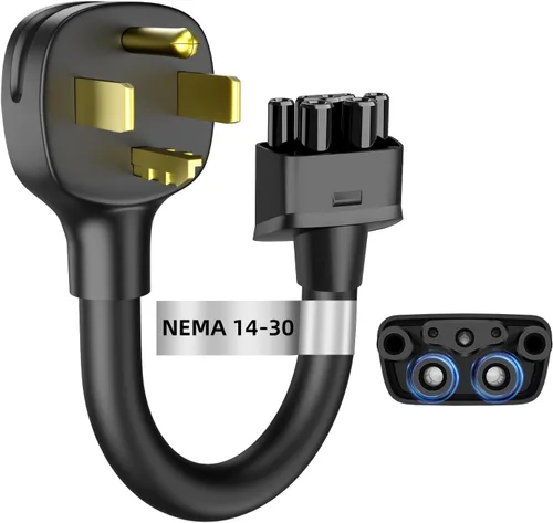 Adaptador para Tesla NEMA 14-30, adaptador Nema 14-30 de 250 V 24 A para Tesla Gen 2, cable resistente de 0.689 in, carga rápida de 11.8 pulgadas de