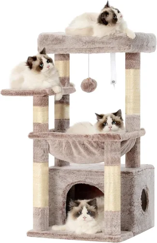 Miniatura 13 de Heybly - Árbol para gatos, torre con cuna grande y suave, condominio para gatos con espaciosa cueva para gatos con espacio oculto, postes de rascado