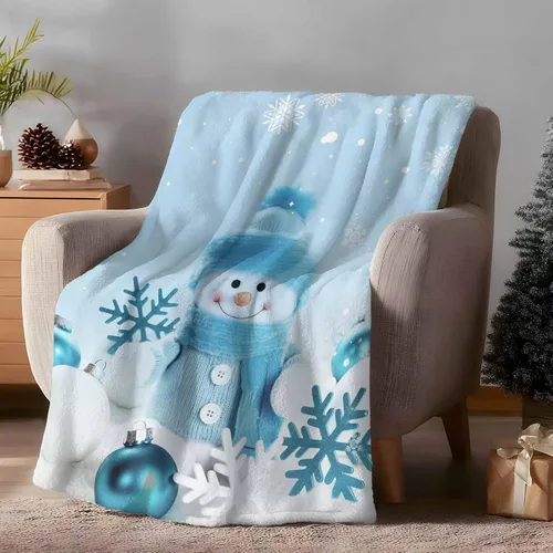 Miniatura 3 de Mantas de Tiro de Muñeco de Nieve de Navidad, Manta de Vellón Suave de Vacaciones de Invierno Decorativa para Hogar Sofá Sillón Silla Sala de Estar
