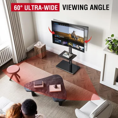 Miniatura 3 de AOKCOS Soporte de TV de suelo con giro de 60 grados, soporte de suelo para televisores de 32 a 65 pulgadas de hasta 88 libras con inclinación