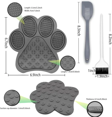 Miniatura 5 de Tapete de alimentación lenta con ventosas, diseño antideslizante, reductor de aburrimiento y ansiedad para perros y gatos, tapete calmante para Gris