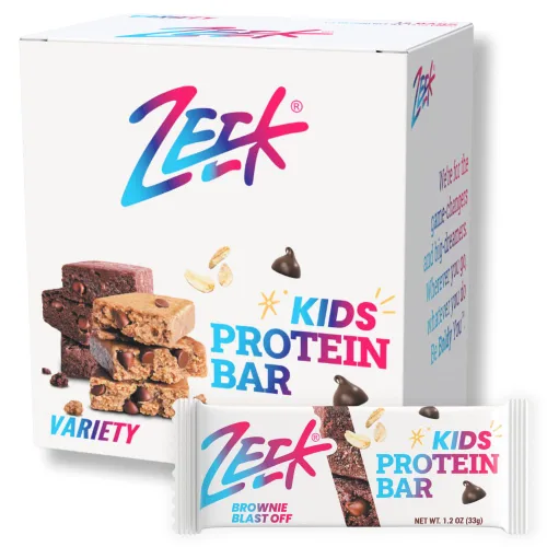ZEEK BAR - Barras de proteína para niños - 0.16 oz de proteína - Todo natural, sin OMG, sin gluten - Variedad, 12 unidades - Fórmula nueva y mejorada