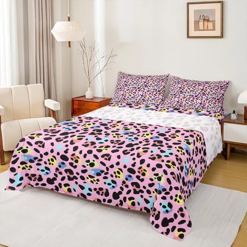 Erosebridal Juego de sábanas para niñas, color rosa, con estampado de animales, tamaño individual, para niños, adolescentes, coloridas sábanas de
